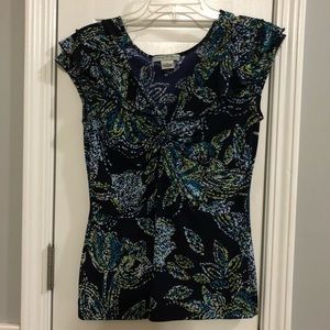 Blue and green blouse w beautiful ruffle details